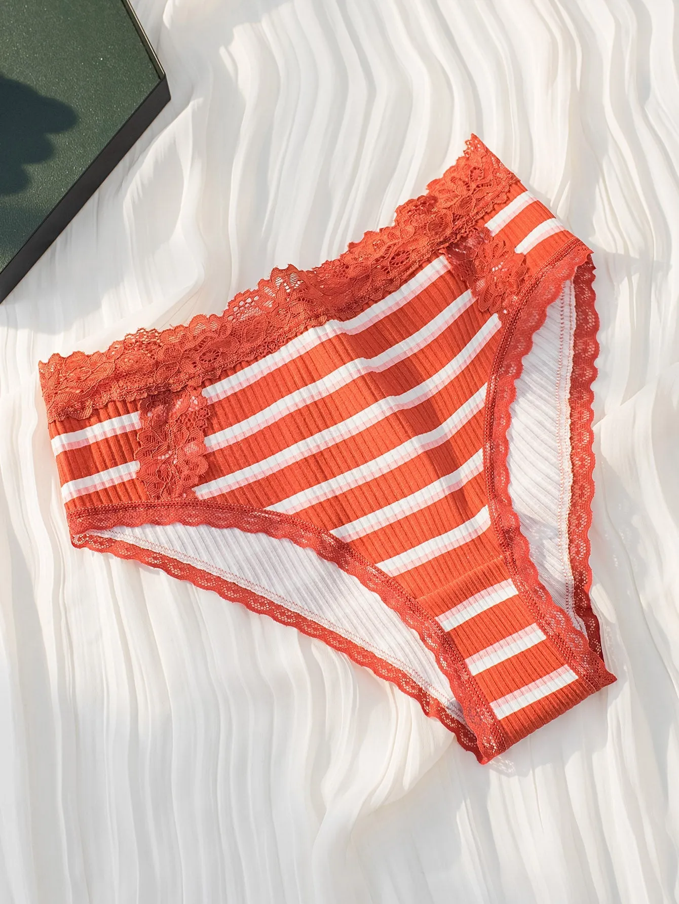 5-Pack Striped Contrast Lace Panty Set