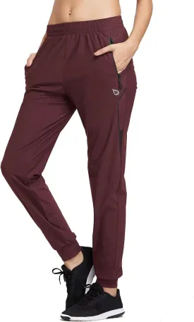 baleaf Women's Joggers Running Hiking Pants Lightweight Quick Dry Athletic Travel Workout with Zipper Pockets