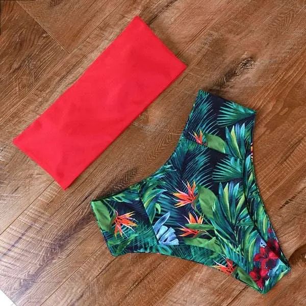 Bandeau top and  High Waist Bikini set - Swimsuit