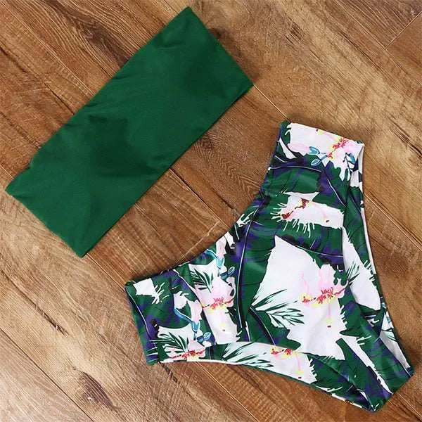 Bandeau top and  High Waist Bikini set - Swimsuit