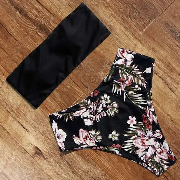 Bandeau top and  High Waist Bikini set - Swimsuit