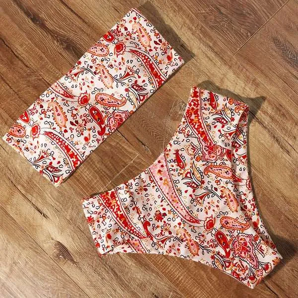 Bandeau top and  High Waist Bikini set - Swimsuit