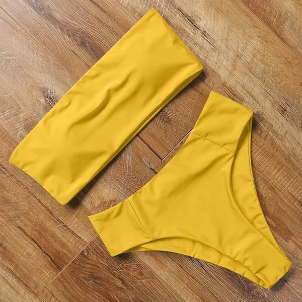 Bandeau top and  High Waist Bikini set - Swimsuit