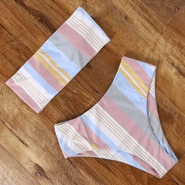 Bandeau top and  High Waist Bikini set - Swimsuit