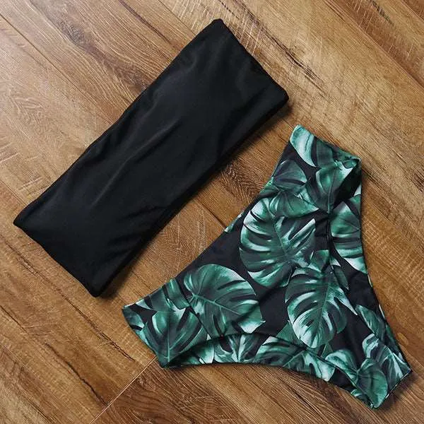 Bandeau top and  High Waist Bikini set - Swimsuit