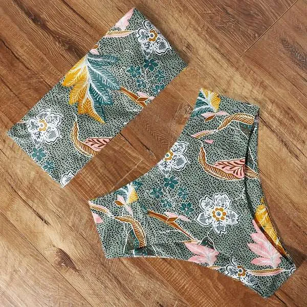 Bandeau top and  High Waist Bikini set - Swimsuit