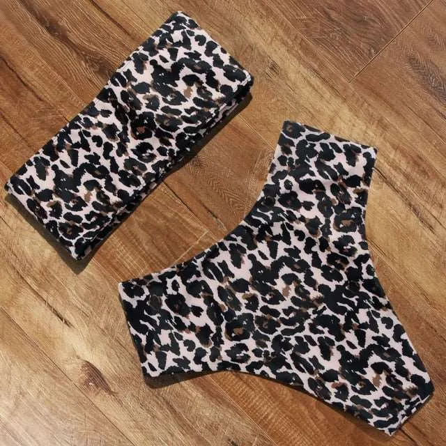 Bandeau top and  High Waist Bikini set - Swimsuit