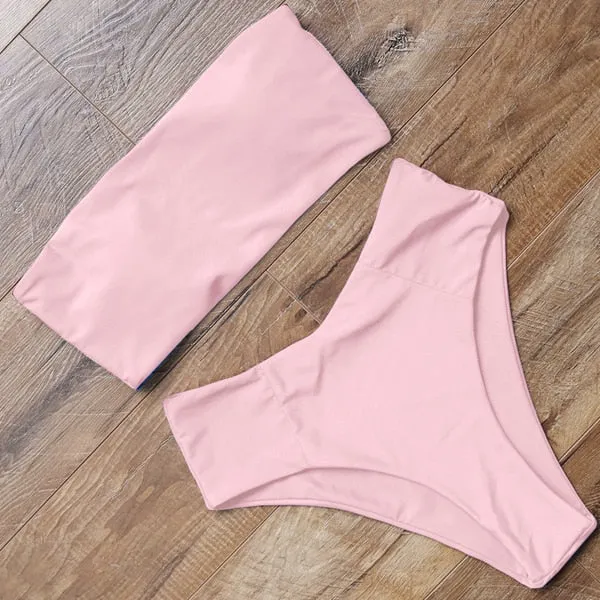 Bandeau top and  High Waist Bikini set - Swimsuit