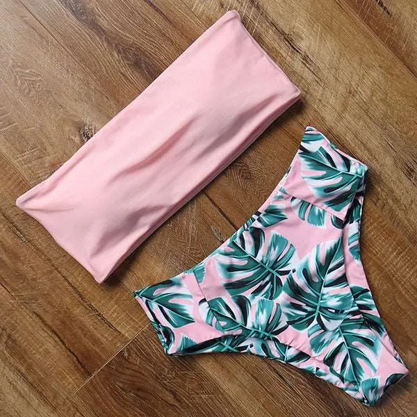 Bandeau top and  High Waist Bikini set - Swimsuit