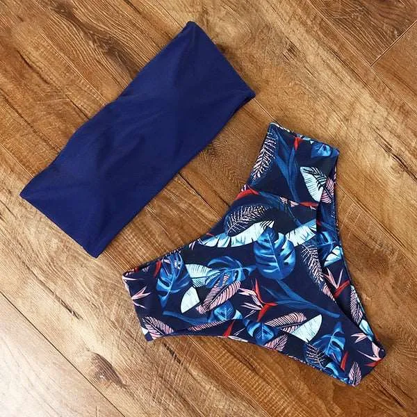 Bandeau top and  High Waist Bikini set - Swimsuit