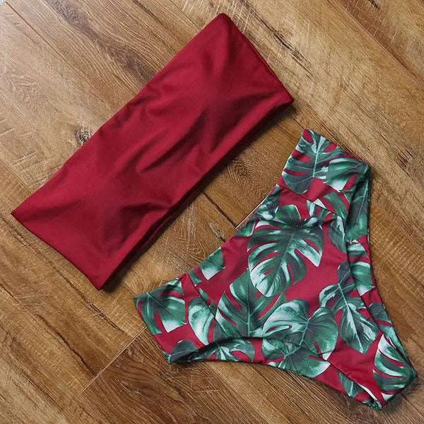 Bandeau top and  High Waist Bikini set - Swimsuit