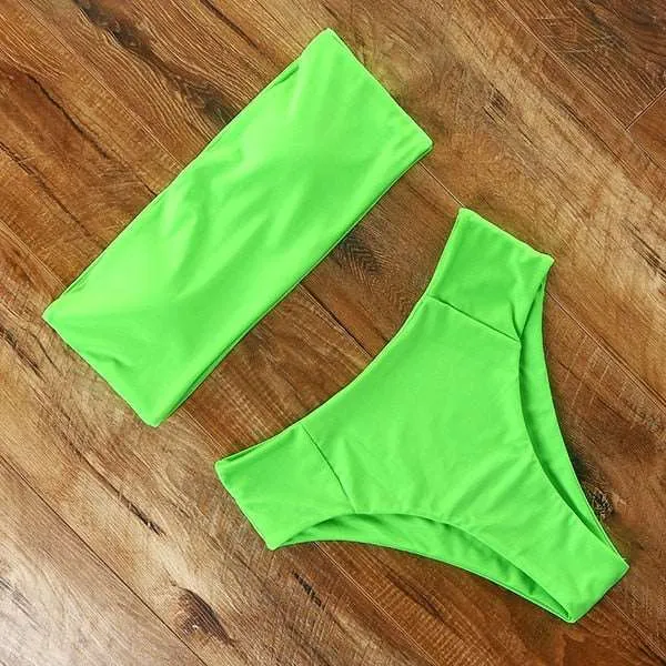 Bandeau top and  High Waist Bikini set - Swimsuit