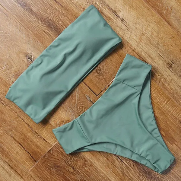 Bandeau top and  High Waist Bikini set - Swimsuit