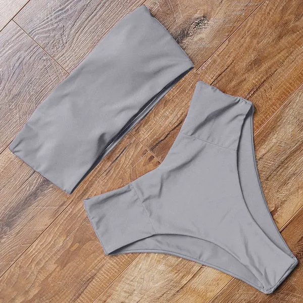 Bandeau top and  High Waist Bikini set - Swimsuit