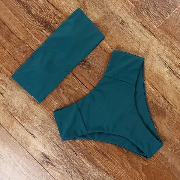 Bandeau top and  High Waist Bikini set - Swimsuit