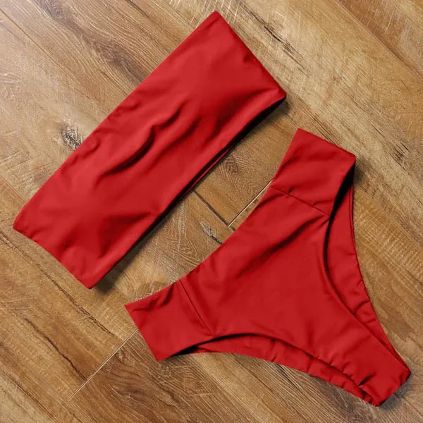 Bandeau top and  High Waist Bikini set - Swimsuit