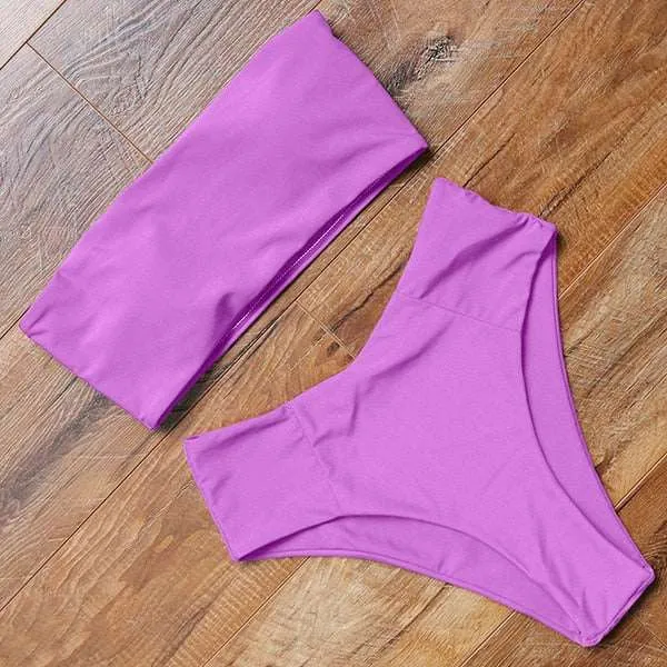 Bandeau top and  High Waist Bikini set - Swimsuit