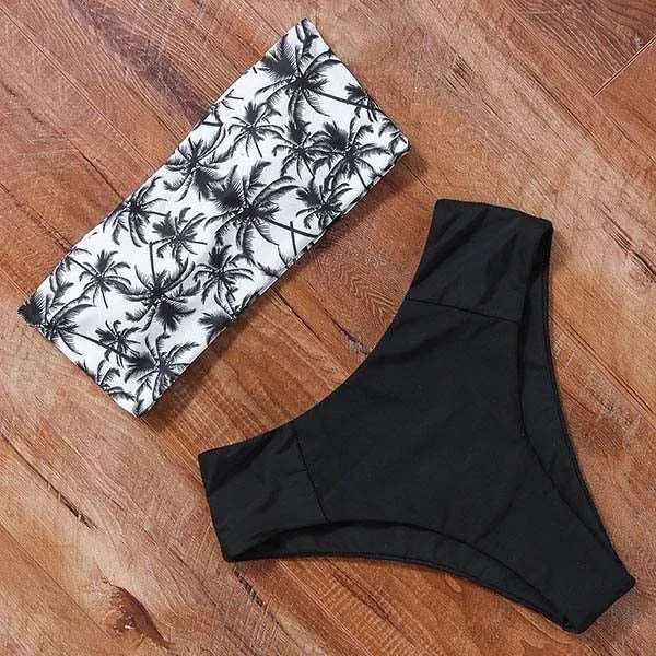 Bandeau top and  High Waist Bikini set - Swimsuit