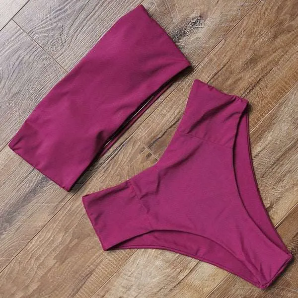 Bandeau top and  High Waist Bikini set - Swimsuit