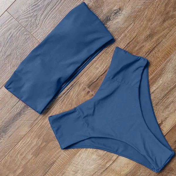 Bandeau top and  High Waist Bikini set - Swimsuit