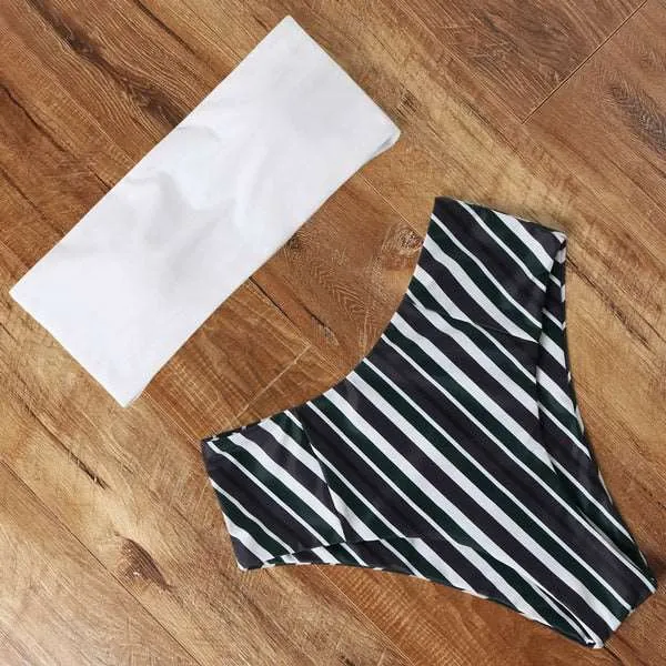 Bandeau top and  High Waist Bikini set - Swimsuit