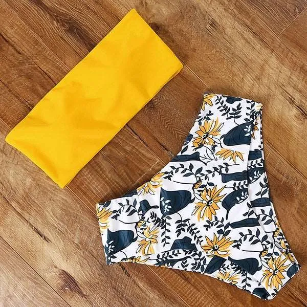 Bandeau top and  High Waist Bikini set - Swimsuit