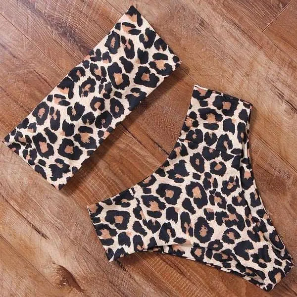 Bandeau top and  High Waist Bikini set - Swimsuit