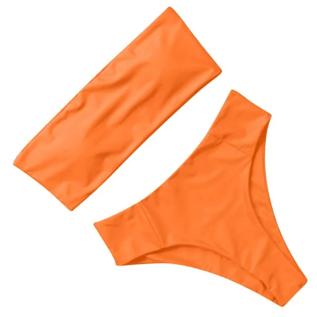 Bandeau top and  High Waist Bikini set - Swimsuit