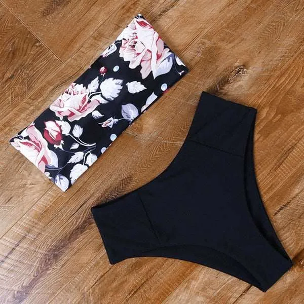 Bandeau top and  High Waist Bikini set - Swimsuit