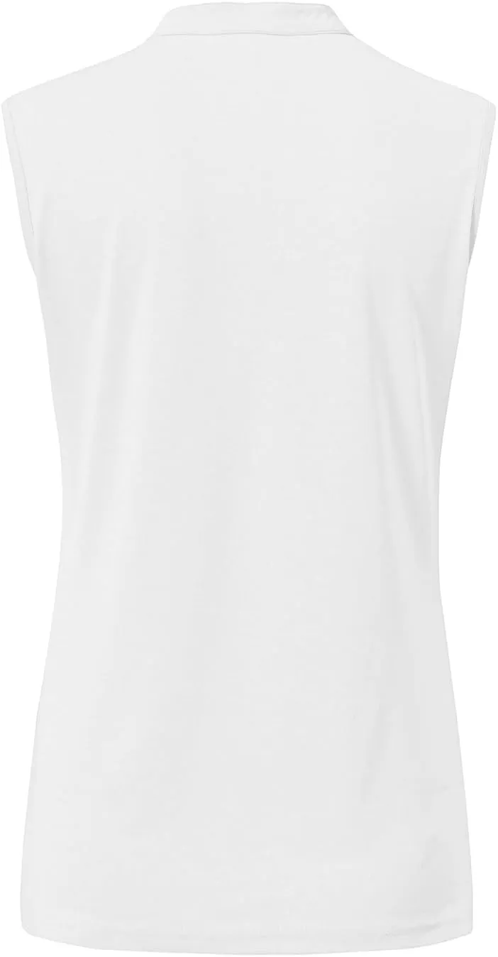 BASUDAM Women's Sleeveless Golf Polo Shirts V-Neck Collarless Tennis Running T-Shirts Quick Dry