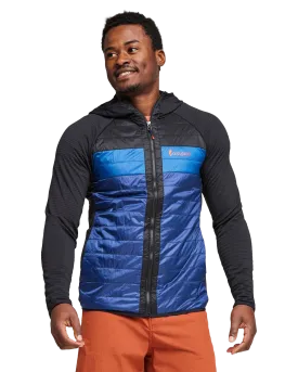Capa Hybrid Insulated Hooded Jacket in Black & Maritime