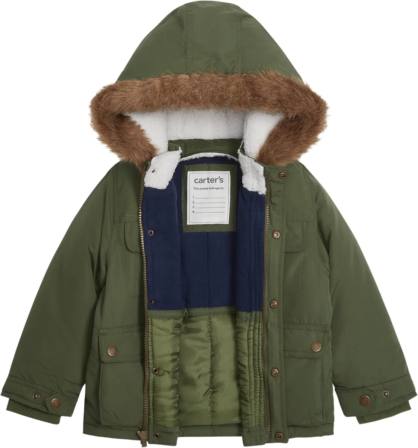 Carter's Boys' Warm Winter Parka Hooded Jacket