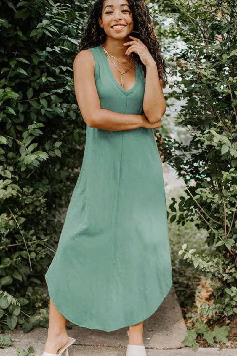 CASUAL LOOSE V NECK SLEEVELESS DRESS
