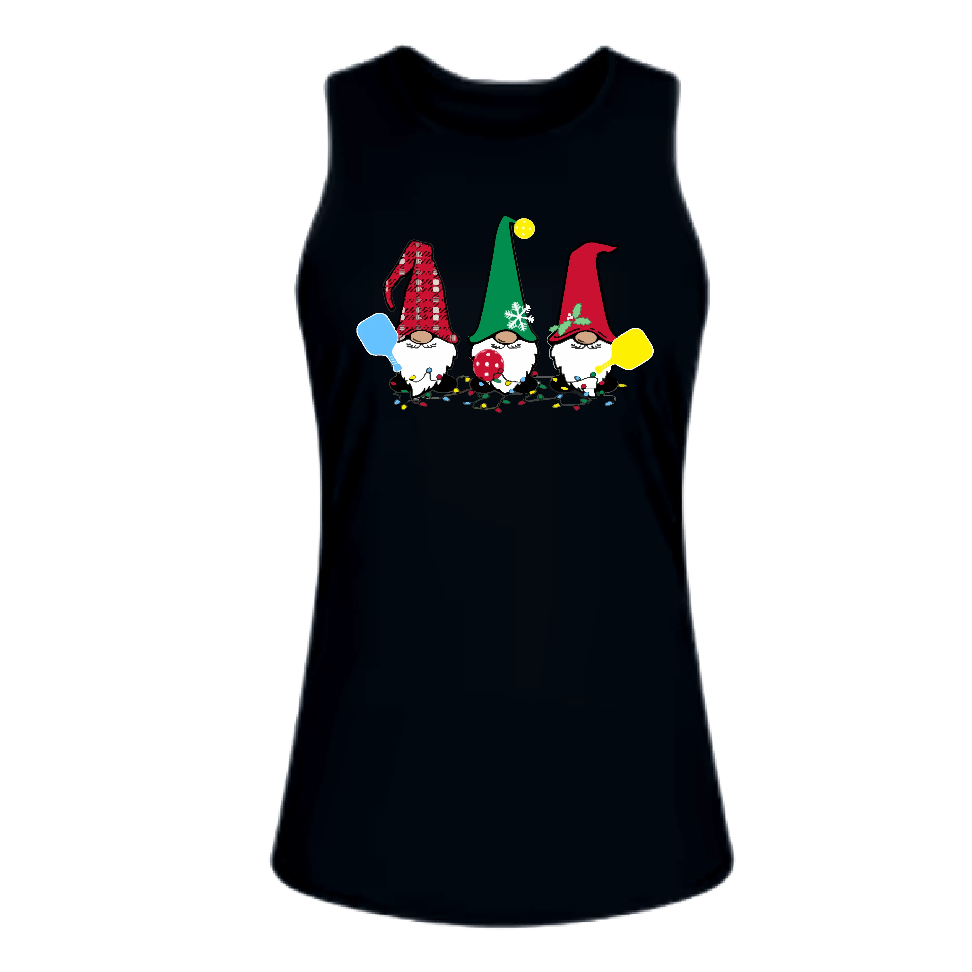 Christmas Gnomes | Women's Split Back or Tied Back Pickleball Tank | 80/20 Nylon Spandex Mix