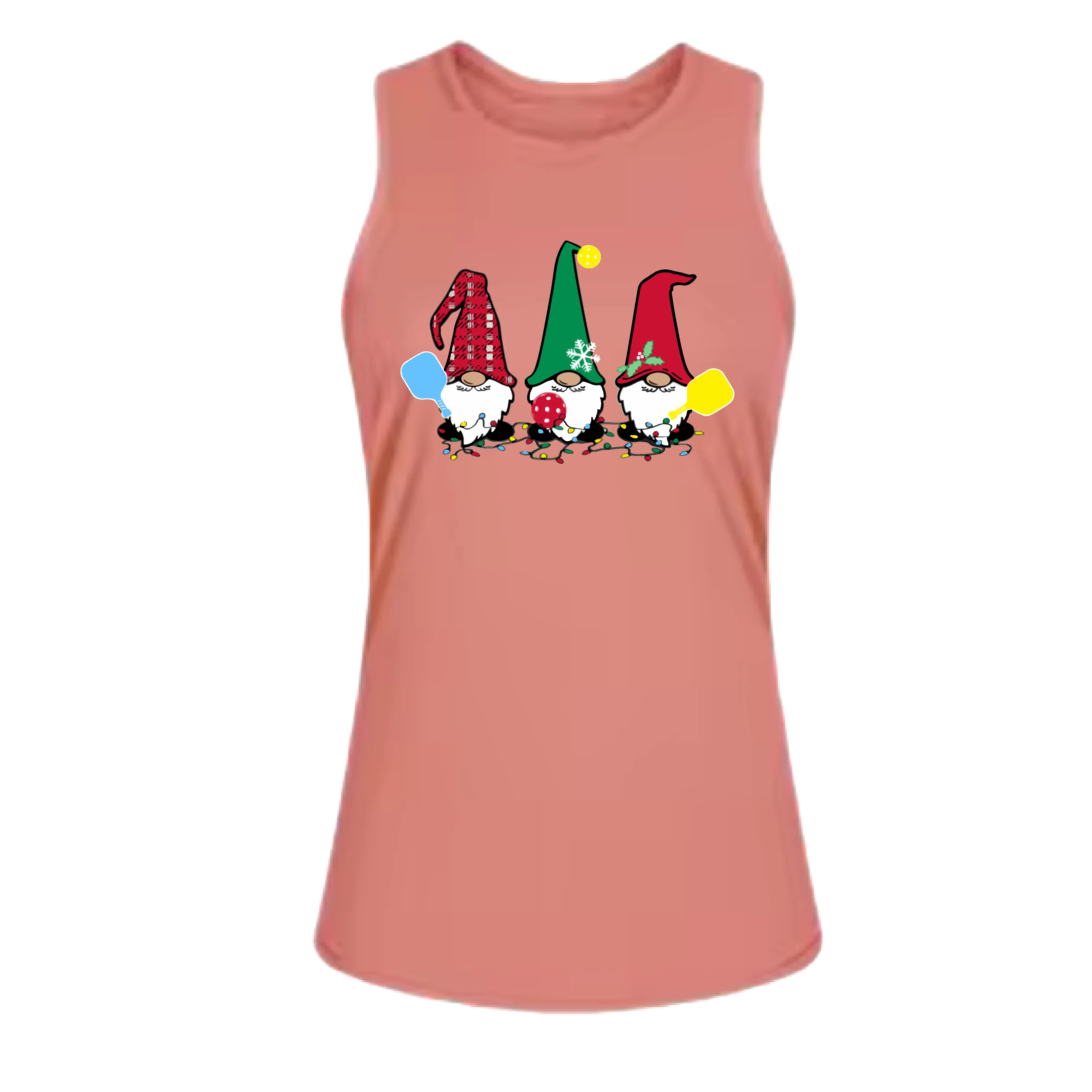 Christmas Gnomes | Women's Split Back or Tied Back Pickleball Tank | 80/20 Nylon Spandex Mix