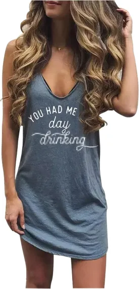 CHUNTIANRAN Mini Dress for Women Summer Beach Vacation T Shirts Sundress Sexy V Neck Sleeveless Tanks Dresses