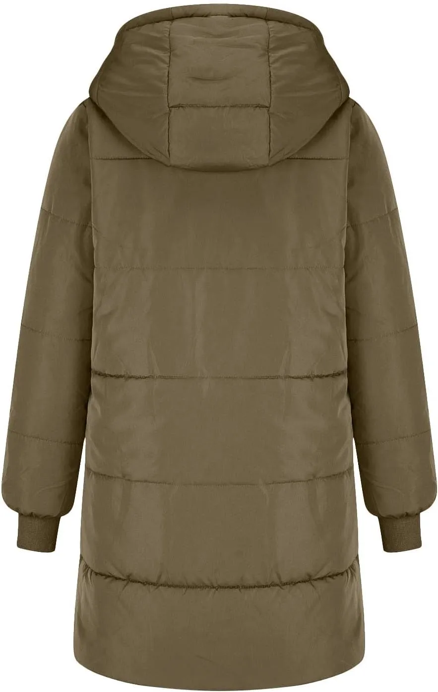 Dademeo Women's Puffer Parka Jacket Thicken Sherpa Fleece Lined Hooded Warm Coat with Pockets 2024 Winter Fashion Clothes
