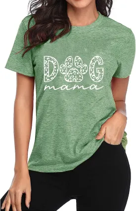Dog Mama Tshirts Dog Mom Shirts for Women Cute Sunflower Pet Paw Graphic Tees