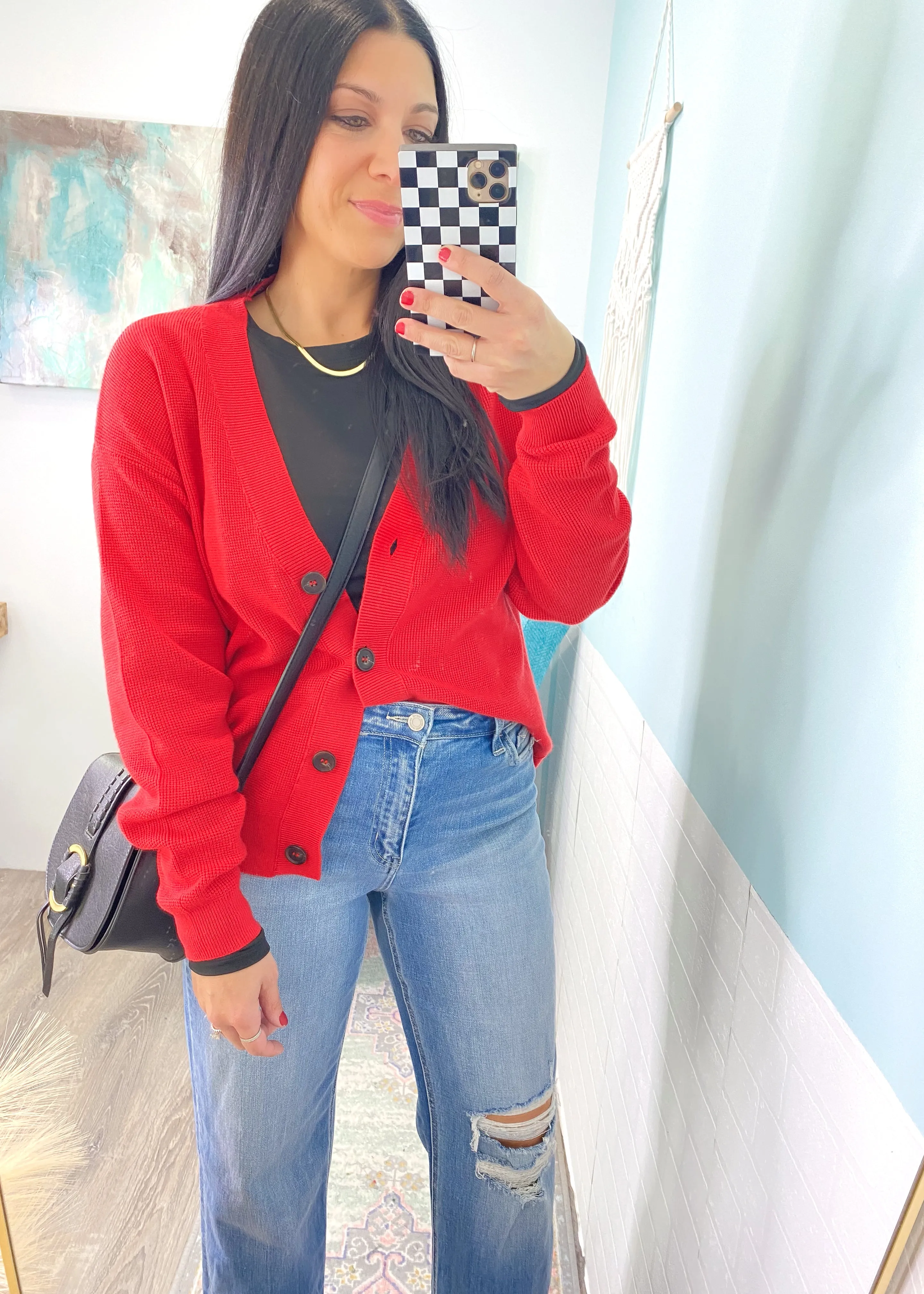 *DOORBUSTER* 'Sabrina' Ruby Red Button Front Soft Cardigan