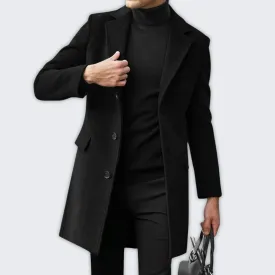 Elegant Vintage Men's Overcoat - Stylish Lapel Collar Design