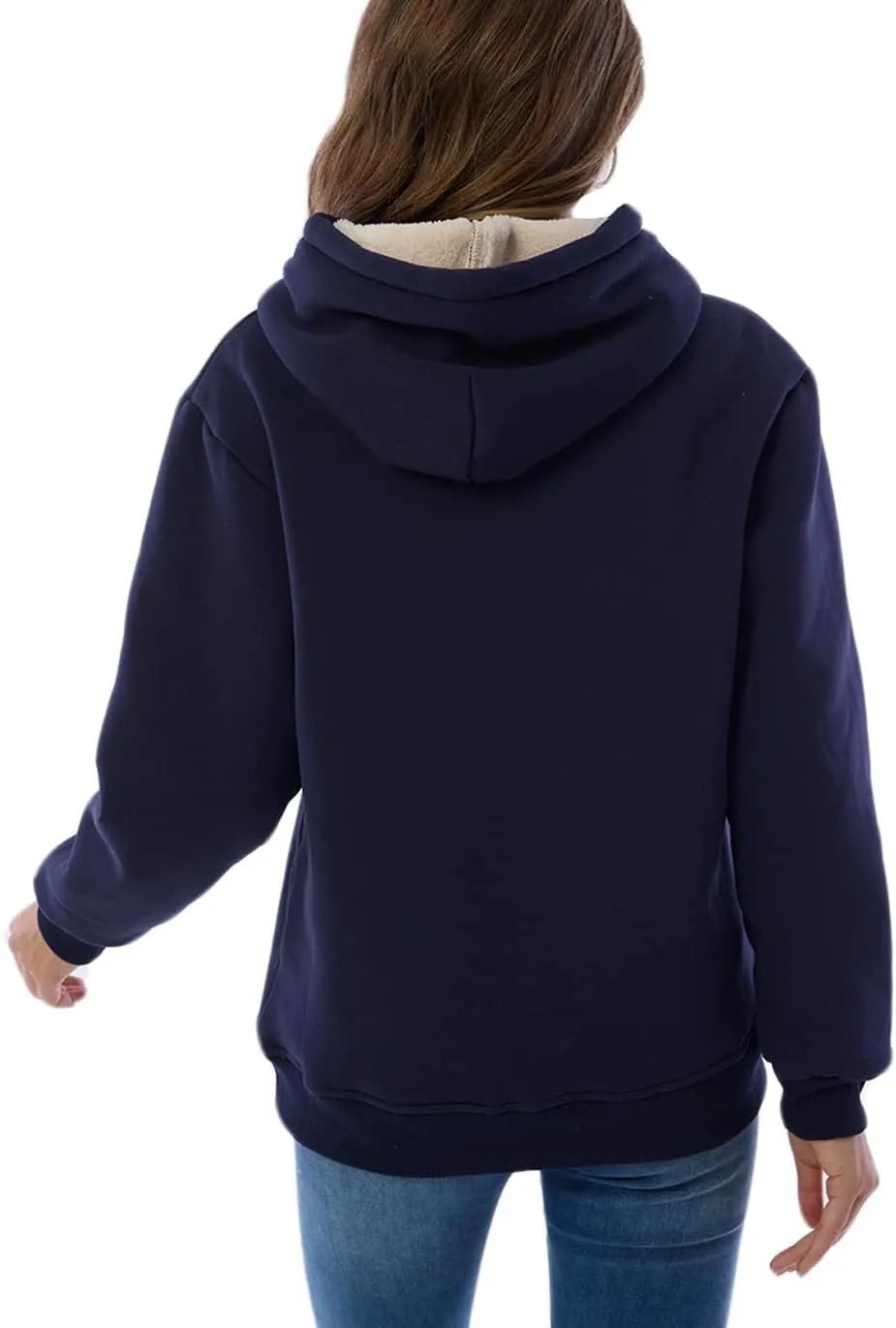 Haellun Womens Casual Winter Warm Fleece Sherpa Lined Pullover Hooded Sweatshirt