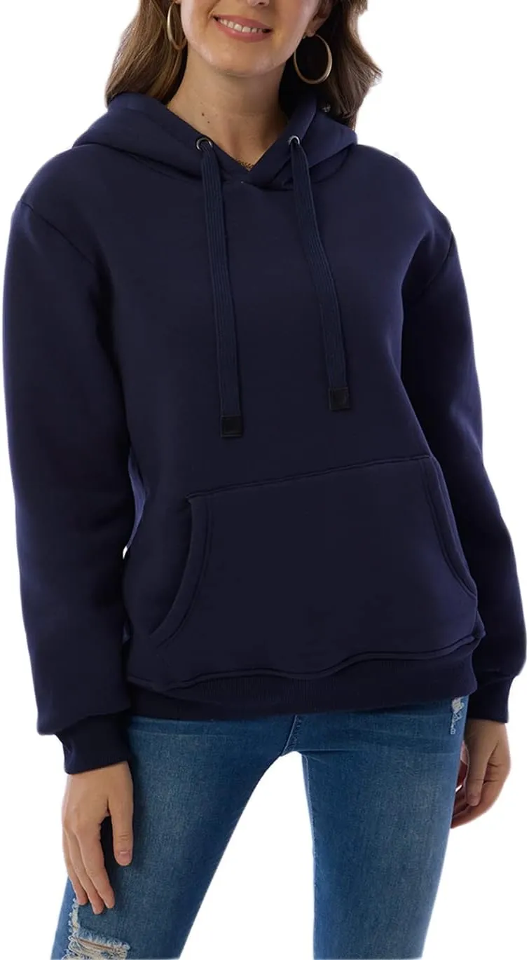 Haellun Womens Casual Winter Warm Fleece Sherpa Lined Pullover Hooded Sweatshirt