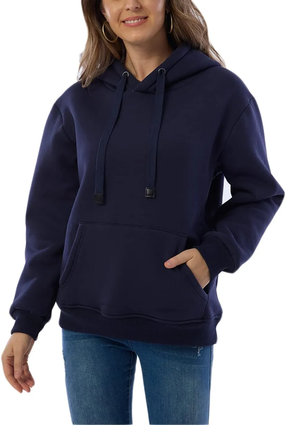 Haellun Womens Casual Winter Warm Fleece Sherpa Lined Pullover Hooded Sweatshirt