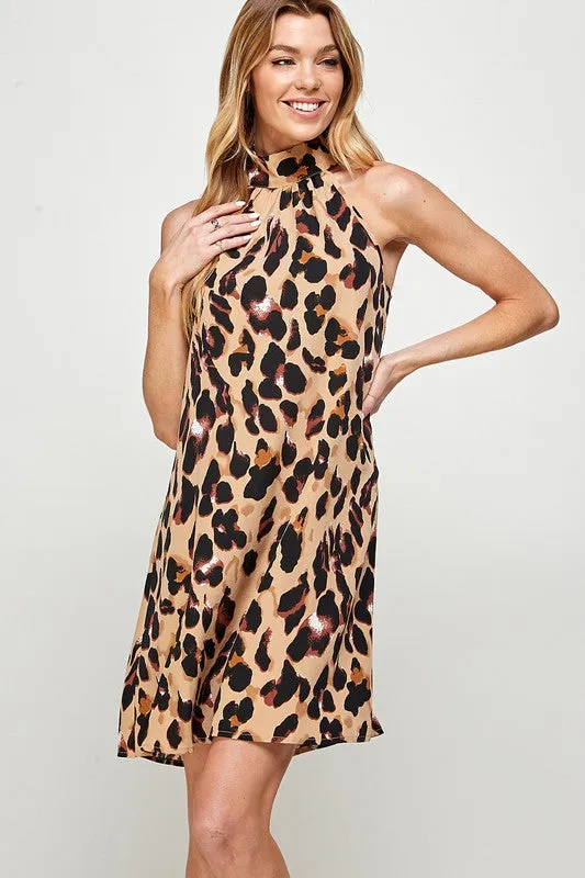 Halter Animal Print Dress