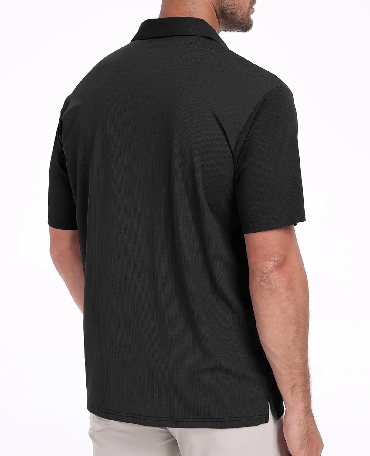 Hodaweisolp Mens Polo Shirts Short Sleeve Dry Fit Jacquard Moisture Wicking Performance Golf Shirt