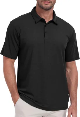 Hodaweisolp Mens Polo Shirts Short Sleeve Dry Fit Jacquard Moisture Wicking Performance Golf Shirt