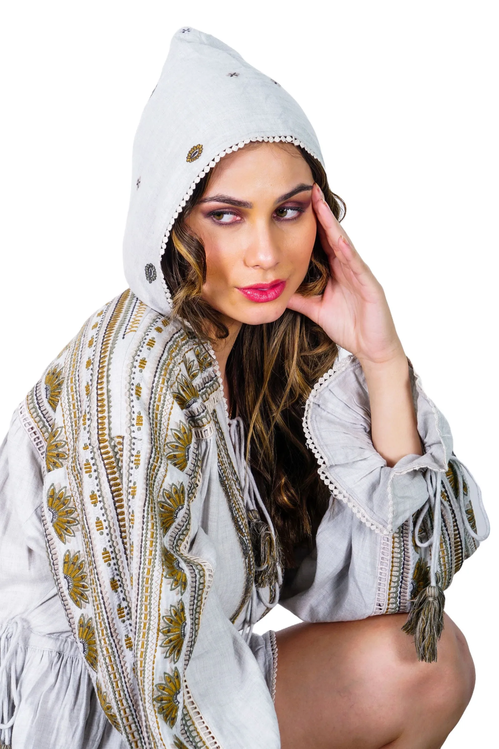 Josephine Embroidered Hoodie Dress
