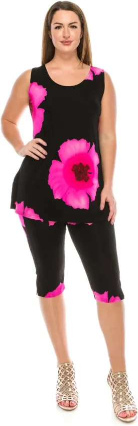 Jostar Stretchy Tank Capri Pant Set Print-9002BN-TRP1