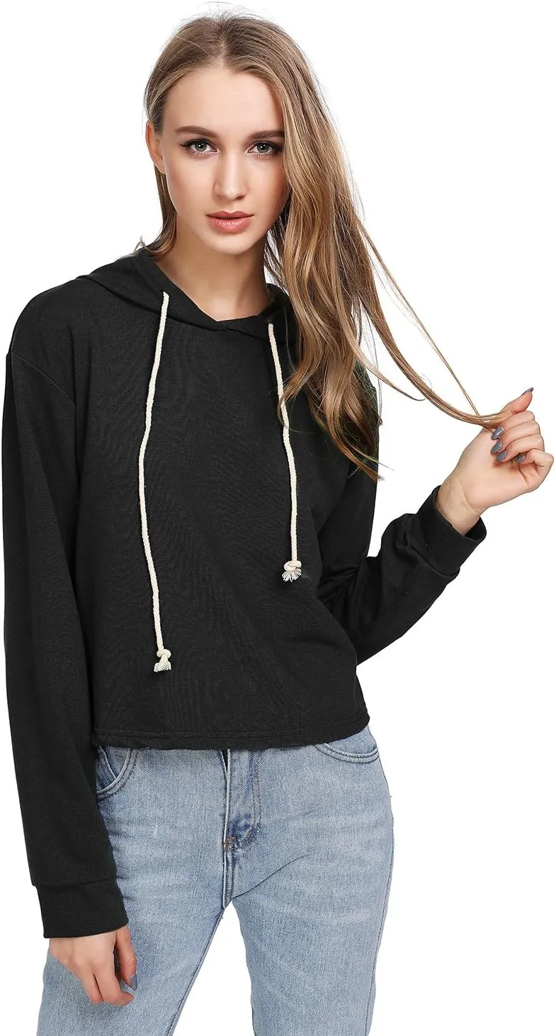MakeMeChic Women's Cropped Hoodie Casual Workout Crop Sweatshirt Tops