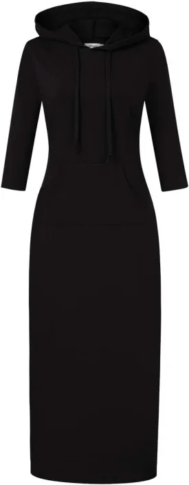 MISSKY Women's Casual Pocket Slim Pullover Maxi Hoodie Dress